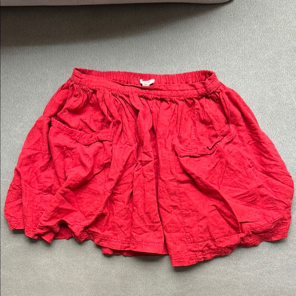 Ecote Red Skirt with Elastic Waistband and Pockets
